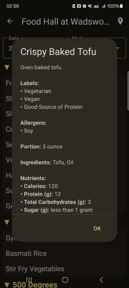 Unoffcial Dining[MTU] Android App – screenshot 3