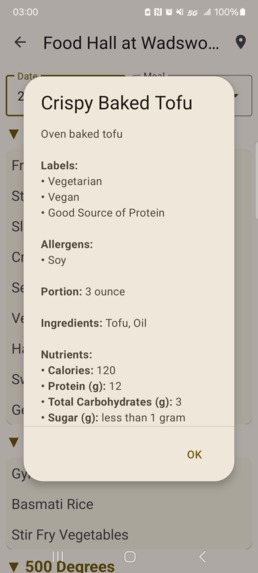 Unoffcial Dining[MTU] Android App – screenshot 6