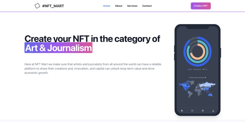 NFT_MART: A  marketplace geared towards journalists, artists – screenshot 1