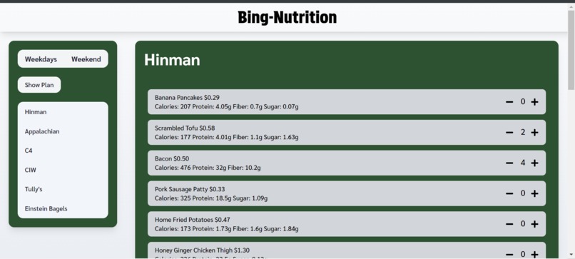 BingNutrition – screenshot 1