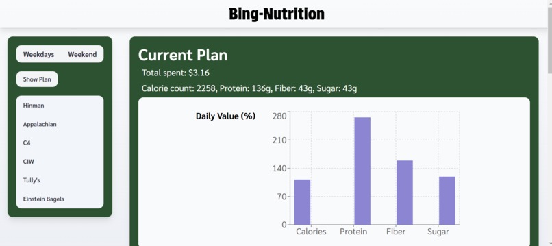 BingNutrition – screenshot 2