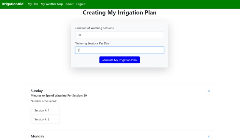 Irrigation Plan/Tools Web App – screenshot 1