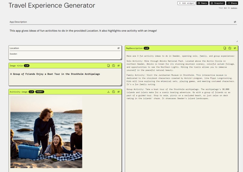 Travel Experience Generator – screenshot 1