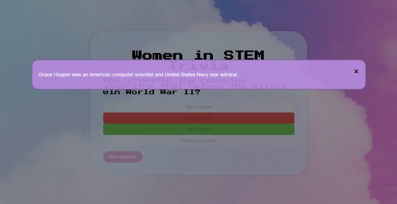 Women in STEM trivia – screenshot 2