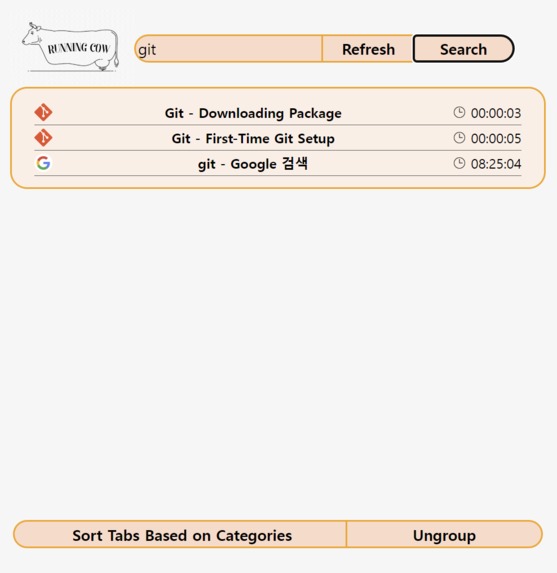 RUNNING_COW (Chrome Tab Organizer) – screenshot 1