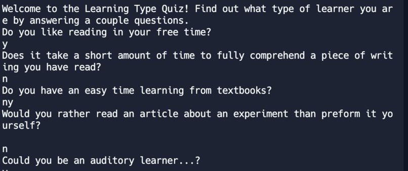 Learning Styles Quiz – screenshot 1