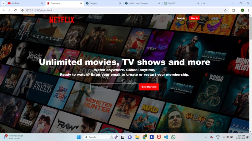 netflix clone – screenshot 1