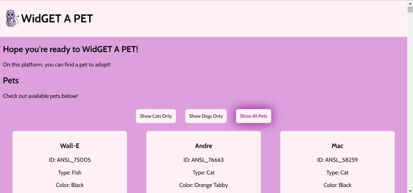 WidGET A PET – screenshot 2