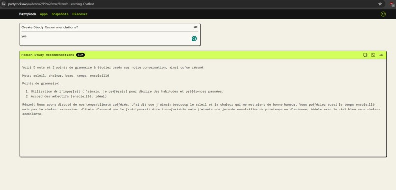 French Chatbot: Conversation-Based Learning – screenshot 2