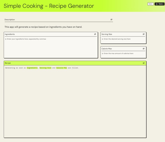 Simple Cooking - Recipe Generator – screenshot 1