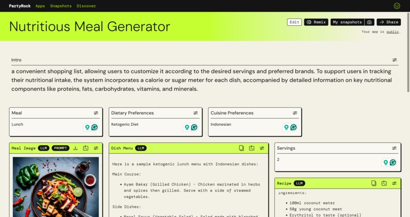 Nutritious Meal Generator – screenshot 1