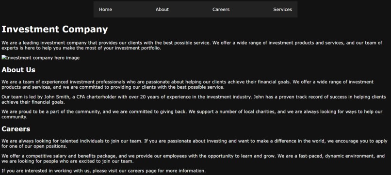 Investment company – screenshot 1