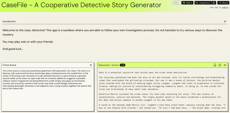 CaseFile - A Cooperative Detective Story Generator – screenshot 1