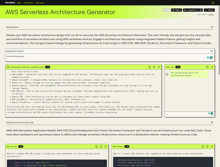 AWS Serverless Architecture Generator – screenshot 1
