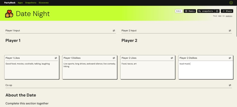 Date Night! (a planning tool) – screenshot 1
