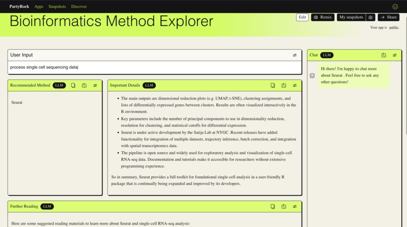 Bioinformatics Method Explorer – screenshot 1