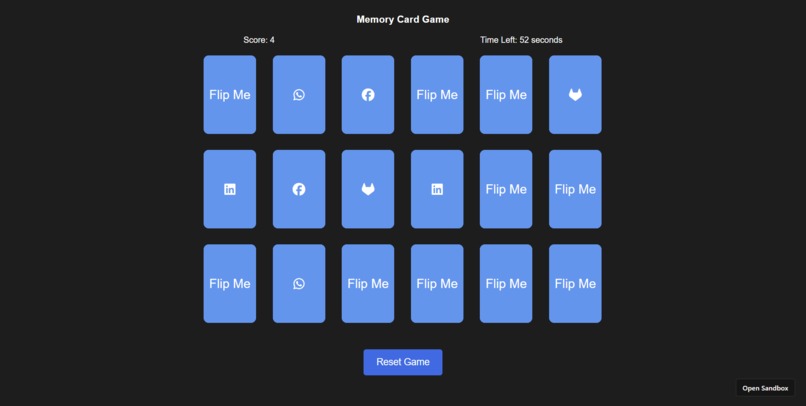 Memory Card Game - JavaScript Game – screenshot 1