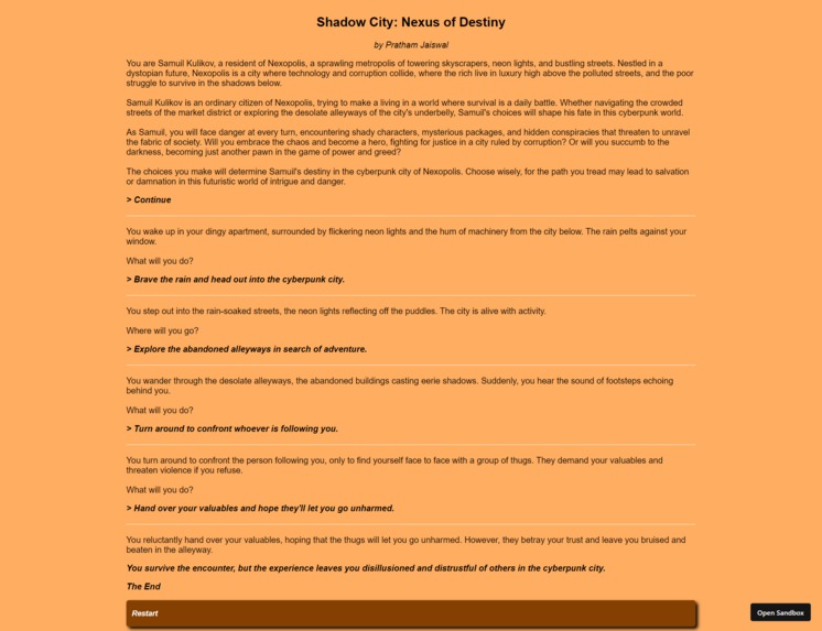 Shadow City: Nexus of Destiny - Text-Based Adventure Game – screenshot 1