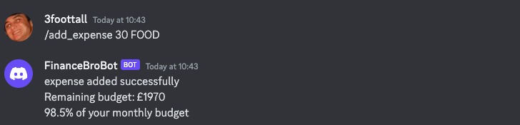 Finance advisor Discord bot – screenshot 1