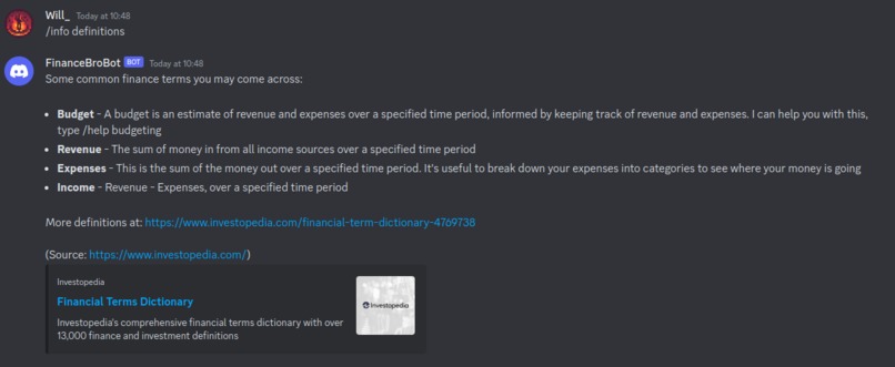 Finance advisor Discord bot – screenshot 4