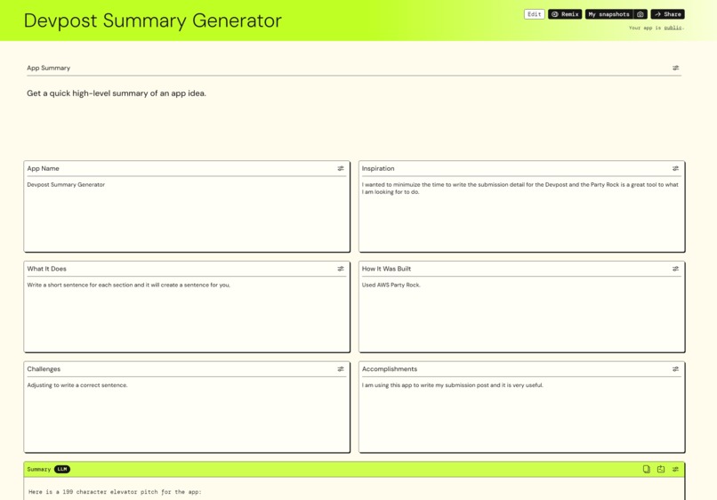 Devpost Summary Generator – screenshot 1