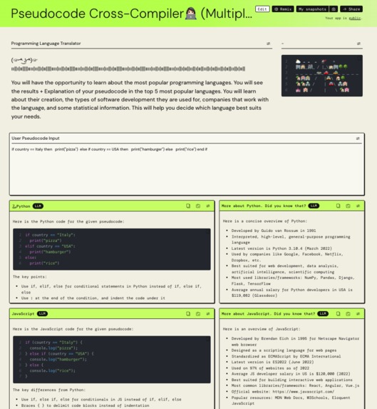 Pseudocode Cross-Compiler – screenshot 2