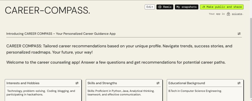 CAREER COMPASS: Your Personalized Career Guidance App – screenshot 1