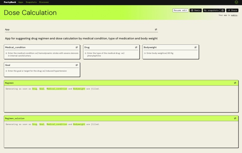 Drug regimen and dose calculator – screenshot 1