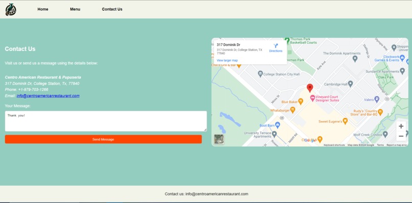 Central American Restaurant Website – screenshot 1