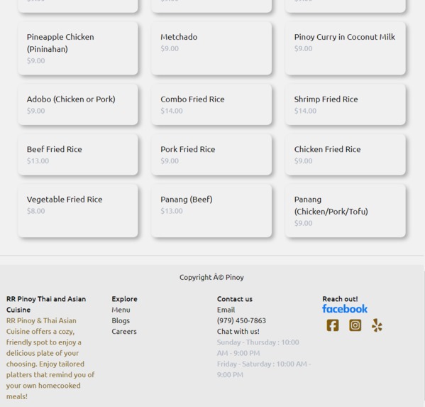 RR Pinoy Thai Cuisine Notion Website – screenshot 1
