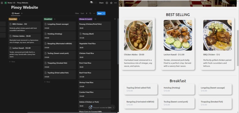 RR Pinoy Thai Cuisine Notion Website – screenshot 2