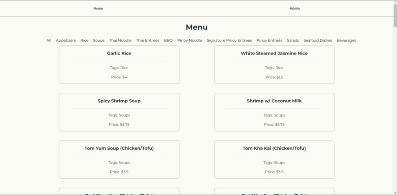 Pinoy & Thai Asian Cuisine Website  – screenshot 1