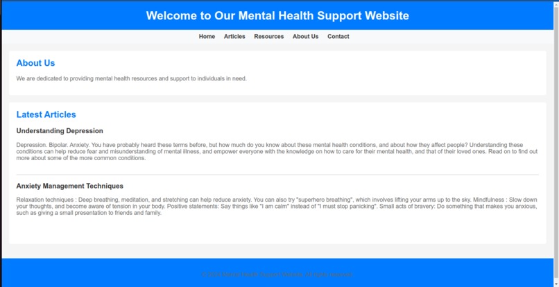 Mental Health Support Website – screenshot 1