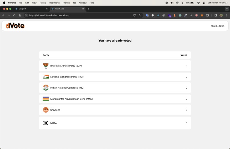 dVote – screenshot 2