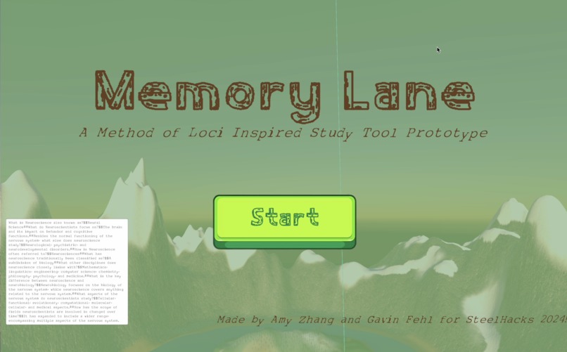 Memory Lane: A Method of Loci Inspired Study Tool – screenshot 2