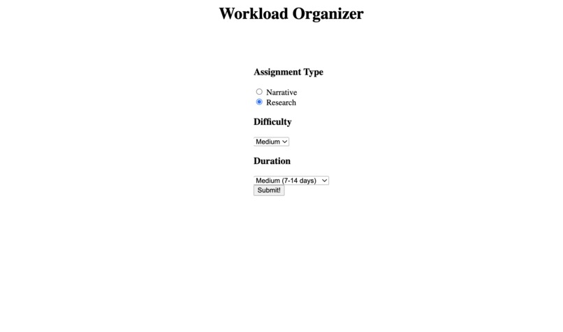 Workload Organizer – screenshot 1