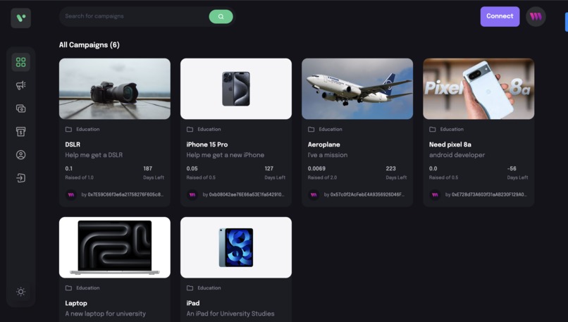 Etherus: A Crowdfunding Web3 Application – screenshot 1