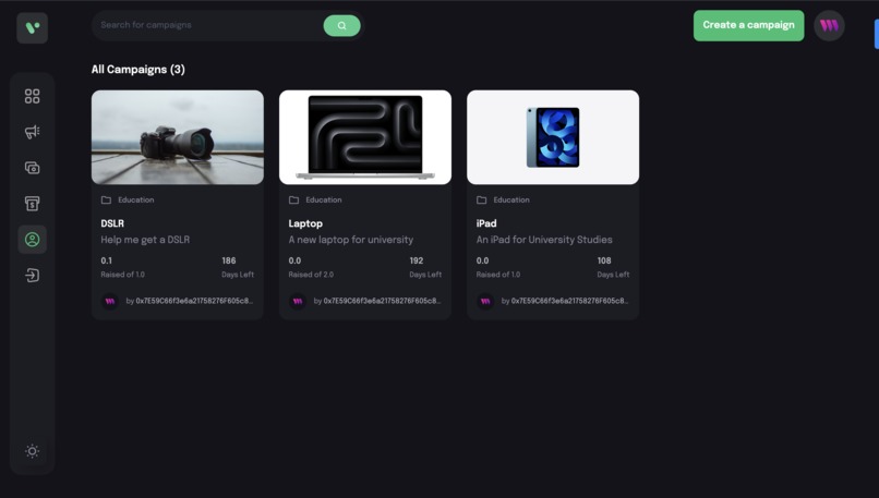 Etherus: A Crowdfunding Web3 Application – screenshot 3