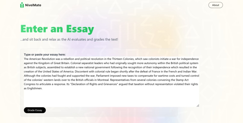 NivelMate: AI essay grader – screenshot 2