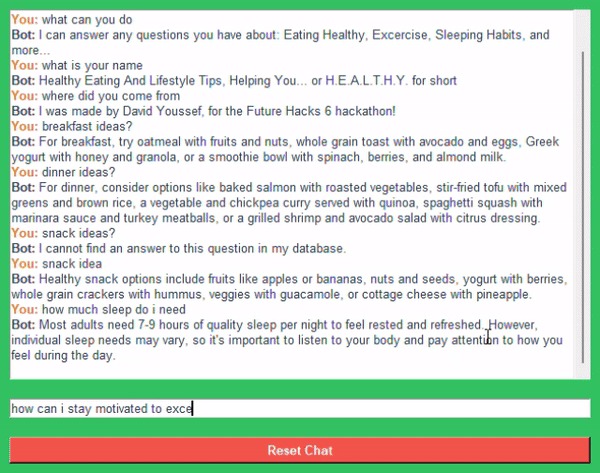 Healthy ChatBot – screenshot 2