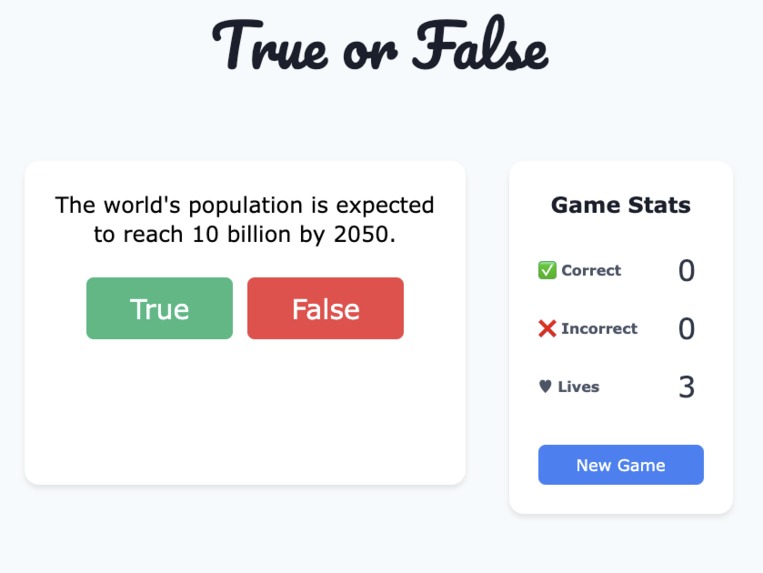 True or False – screenshot 1