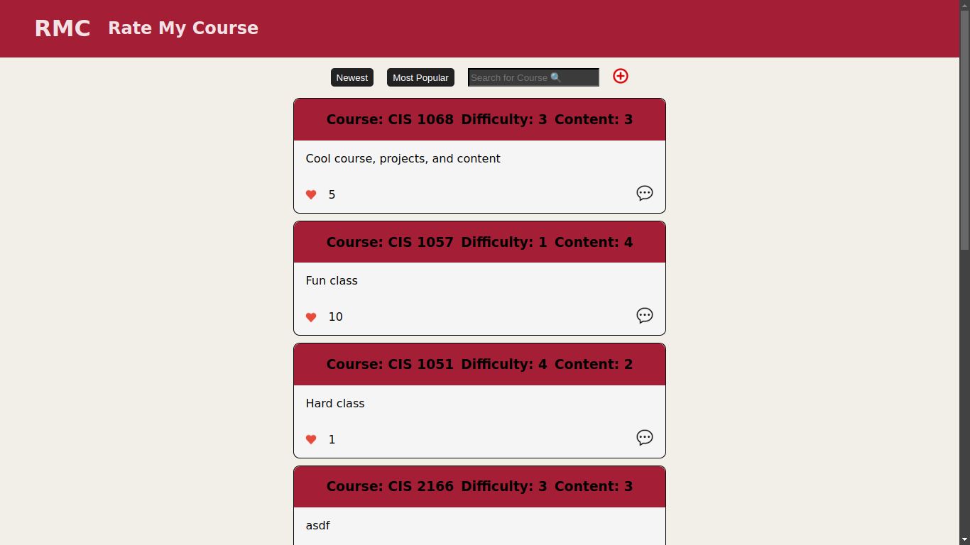 RateMyCourse Devpost RateMyCourse Devpost