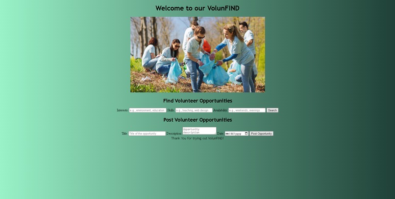 VolunFIND – screenshot 1