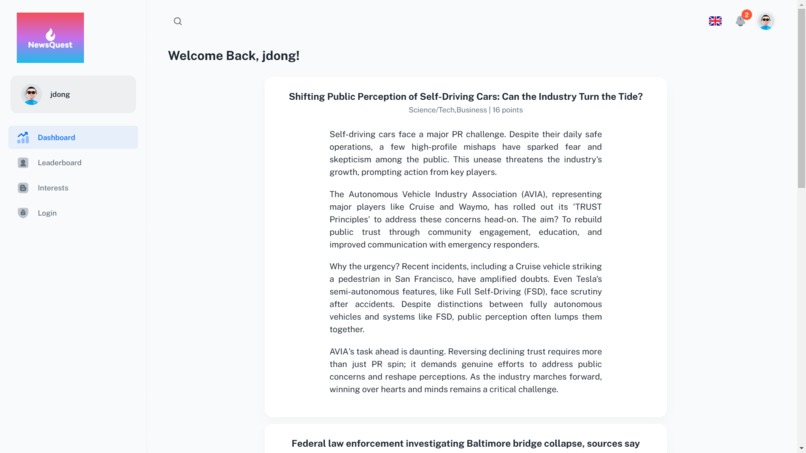 NewsQuest – screenshot 1