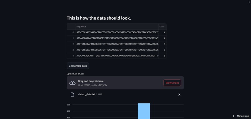 DNA Analysis webapp – screenshot 2