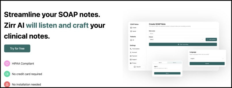 Zirr AI Medical Scribe  – screenshot 1