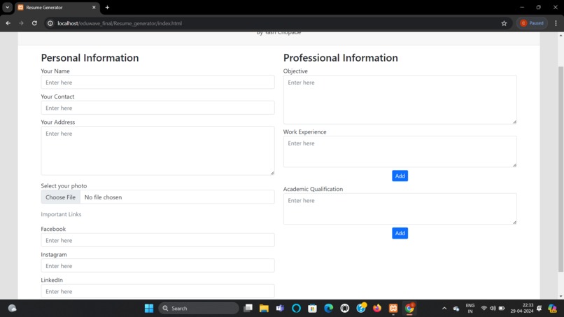 Educational website  – screenshot 1