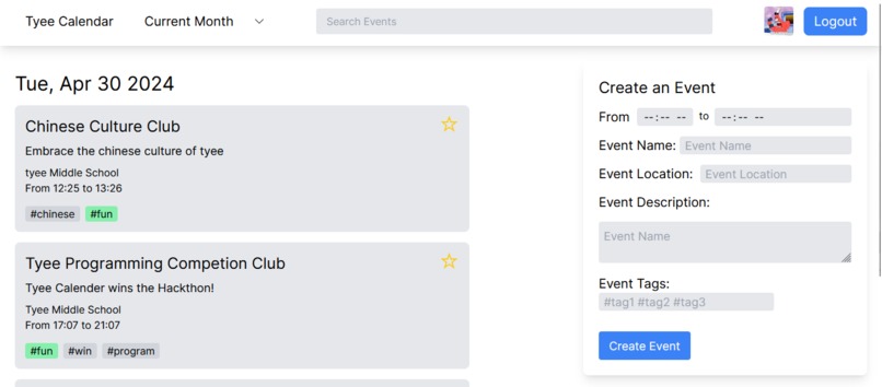 Tyee Calender – screenshot 2
