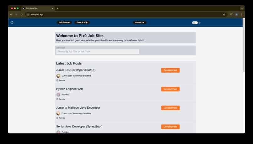 Pix0 AI Job Site – screenshot 1