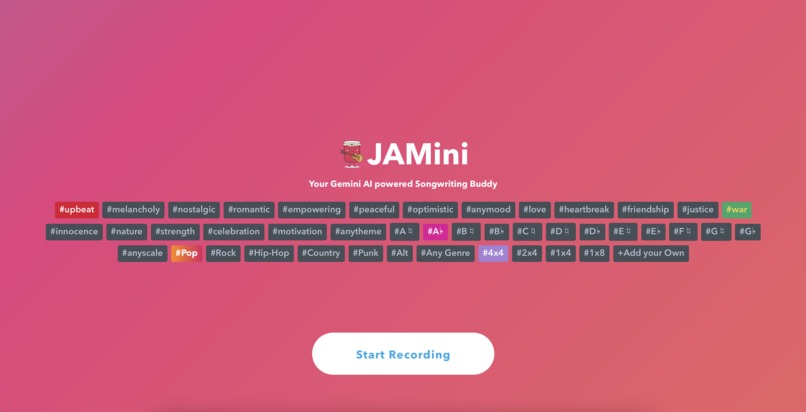 JAMini - Song Autocomplete from Recorded Audio using Gemini  – screenshot 1
